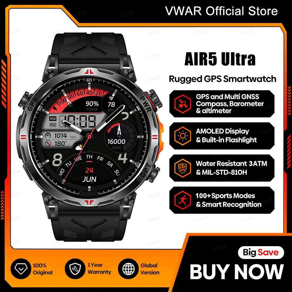 VWAR Air5 Ultra GPS Smartwatch - Watch Vs Amazfit recension och pris